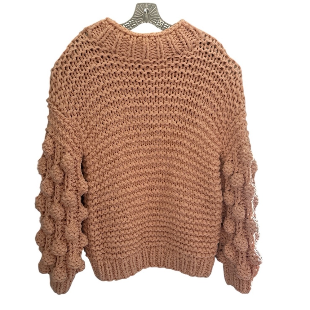 Goodnight Macaroon Chunky Knit Pompom Sweater One Size Fits Most Soft Pink